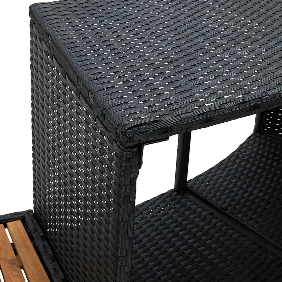 vidaXL Spa-ombouw poly rattan en acaciahout zwart