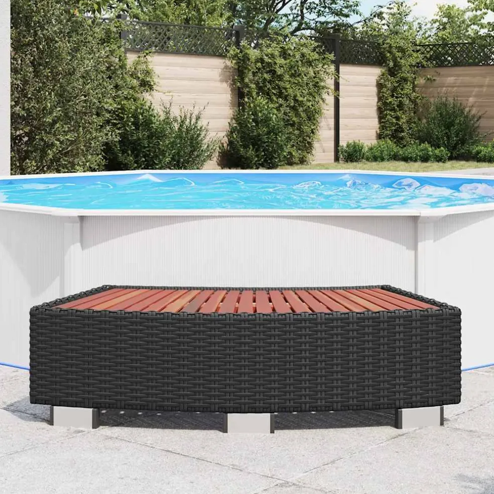 vidaXL Spatrap 92x45x25 cm poly rattan zwart
