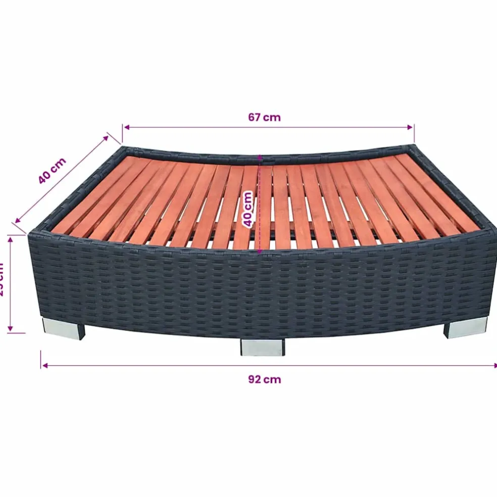 vidaXL Spatrap 92x45x25 cm poly rattan zwart