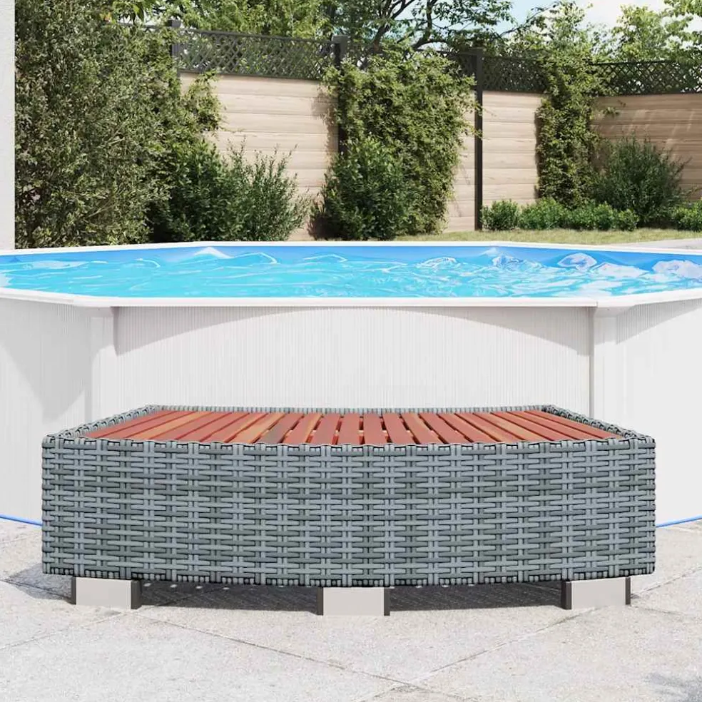 vidaXL Spatrap 92x45x25 cm poly rattan grijs