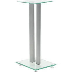 vidaXL Speakerstandaarden zuil-ontwerp gehard glas zilver 2 st