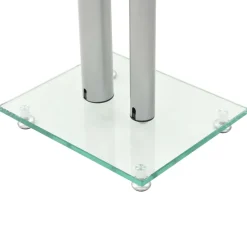 vidaXL Speakerstandaarden zuil-ontwerp gehard glas zilver 2 st