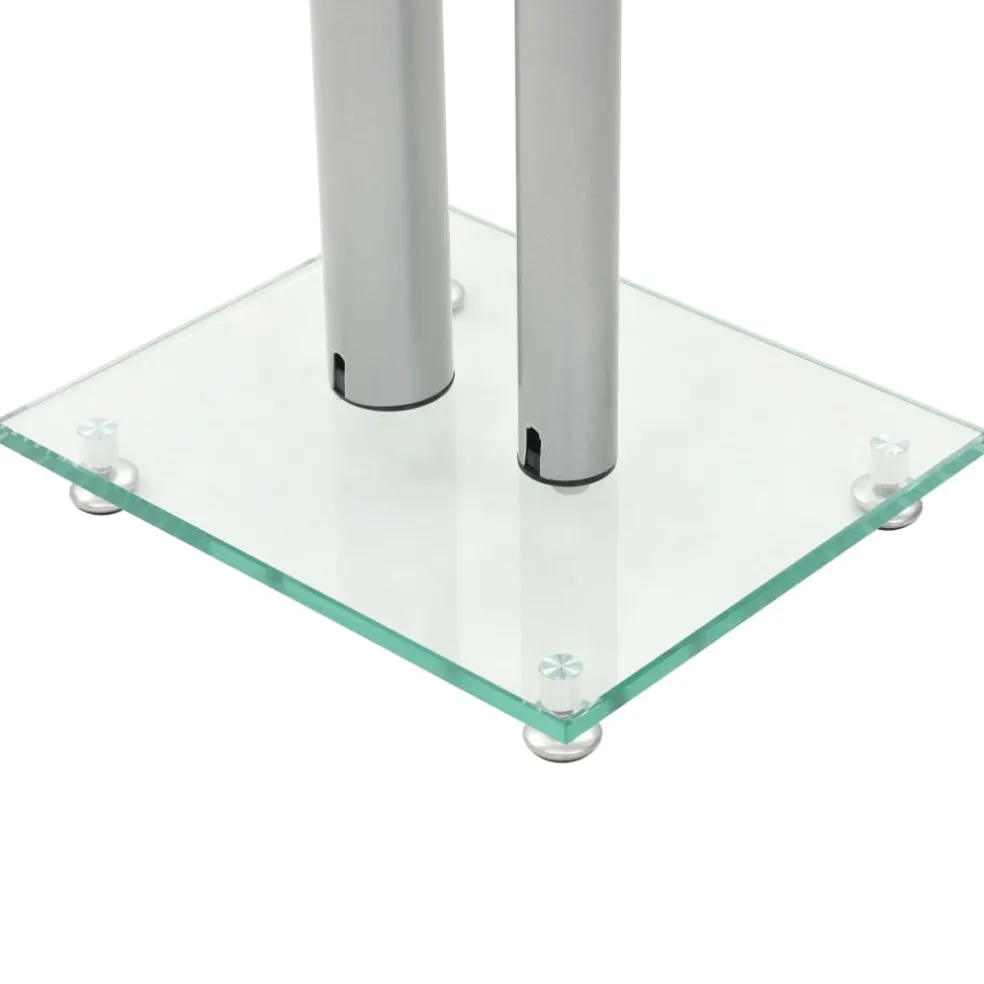 vidaXL Speakerstandaarden zuil-ontwerp gehard glas zilver 2 st