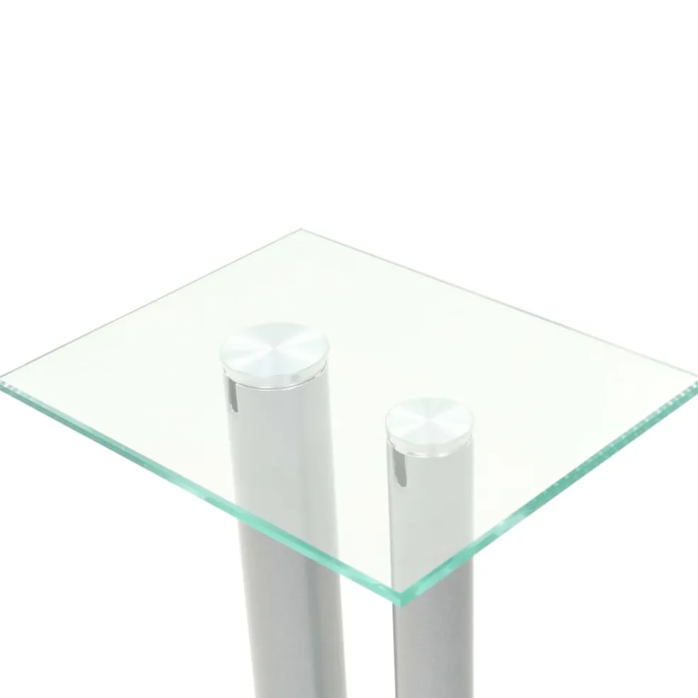 vidaXL Speakerstandaarden zuil-ontwerp gehard glas zilver 2 st