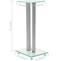 vidaXL Speakerstandaarden zuil-ontwerp gehard glas zilver 2 st