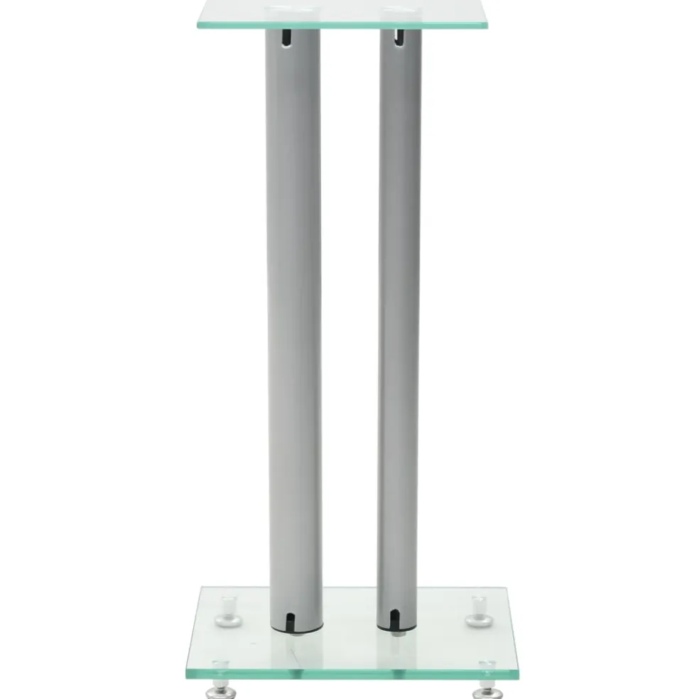 vidaXL Speakerstandaarden zuil-ontwerp gehard glas zilver 2 st