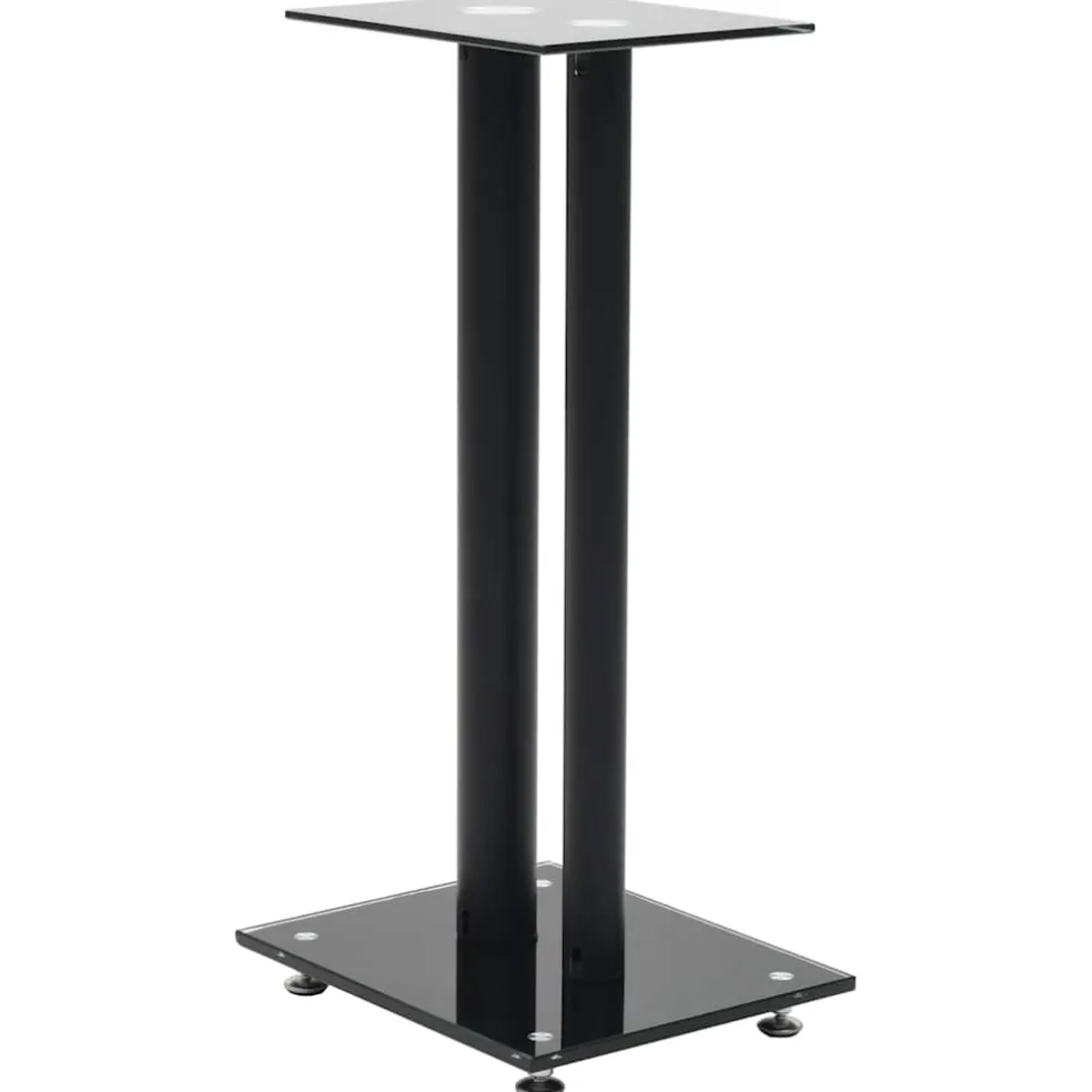 vidaXL Speakerstandaarden zuil-ontwerp gehard glas zwart 2 st