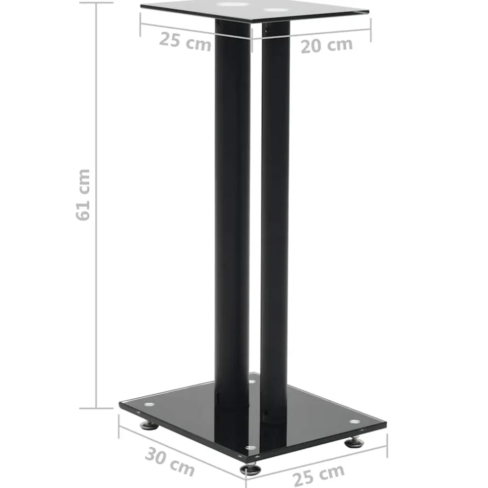 vidaXL Speakerstandaarden zuil-ontwerp gehard glas zwart 2 st