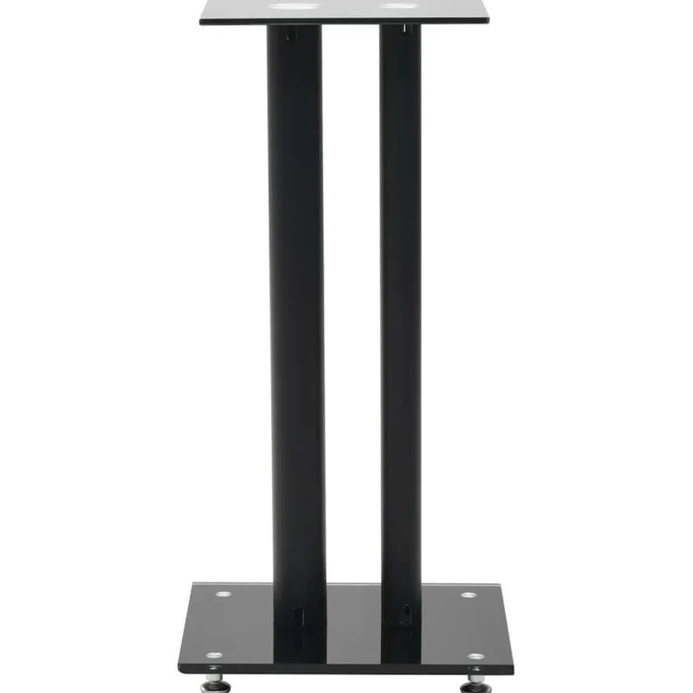 vidaXL Speakerstandaarden zuil-ontwerp gehard glas zwart 2 st
