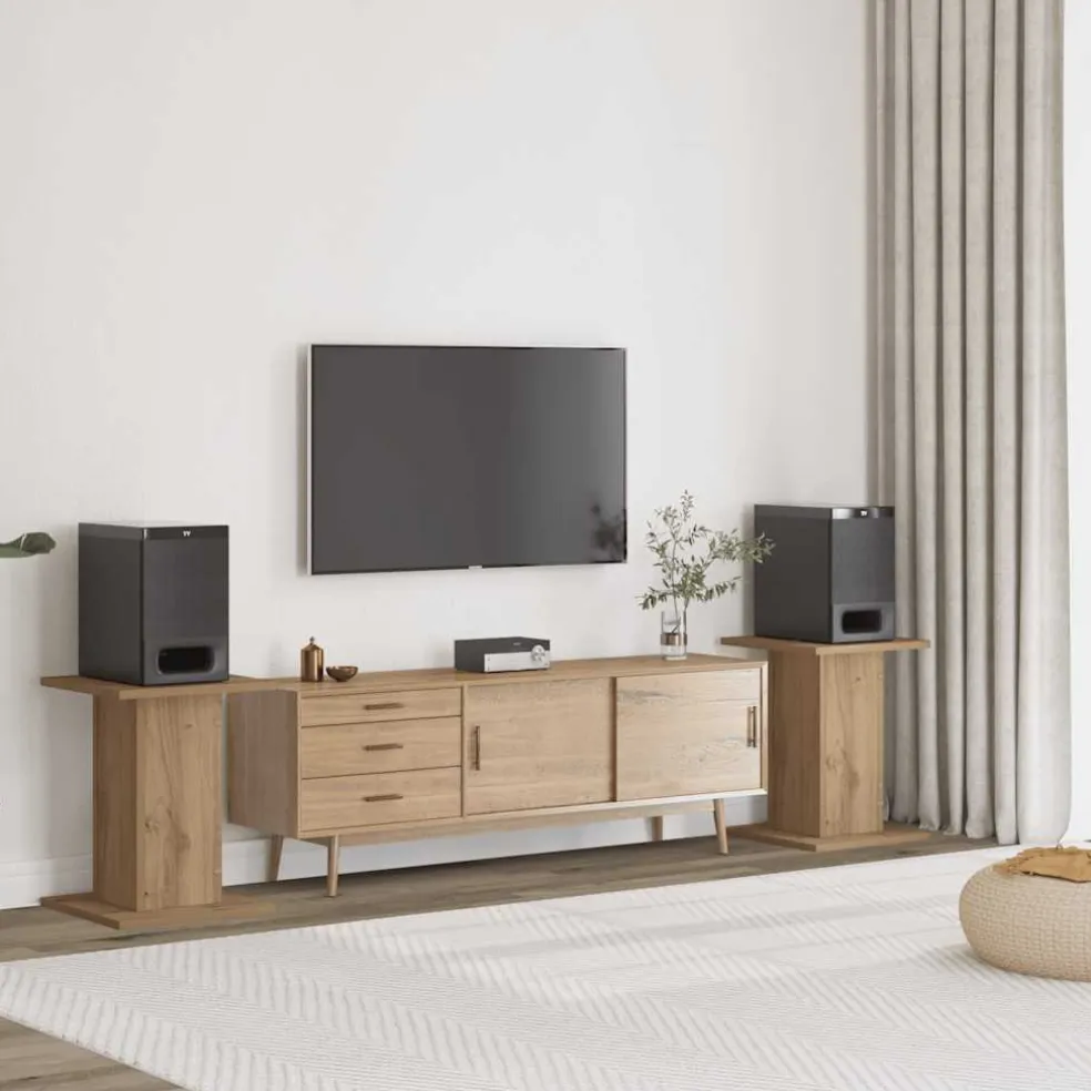 vidaXL Speakerstandaards 2 st 30x30x40 cm hout artisanaal eikenkleurig