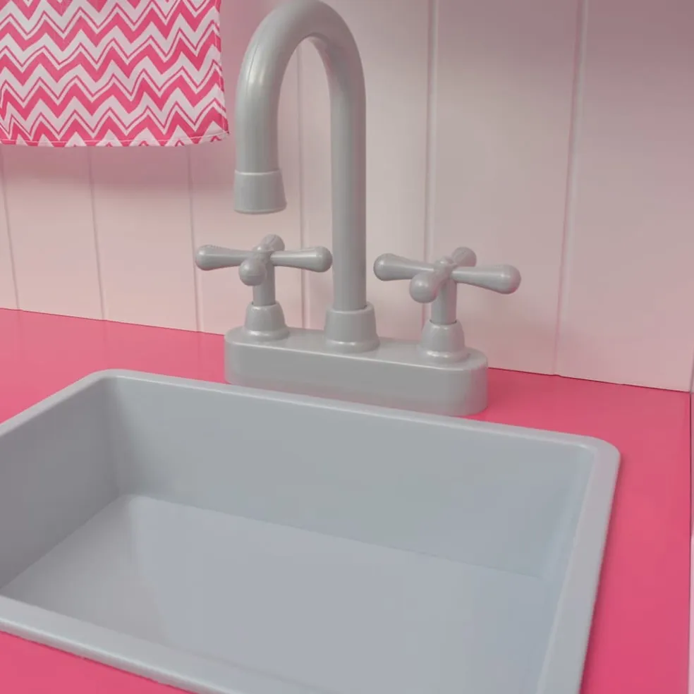 vidaXL Speelgoedkeuken roze en wit 82x30x100 cm hout