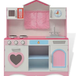 vidaXL Speelgoedkeuken roze en wit 82x30x100 cm hout