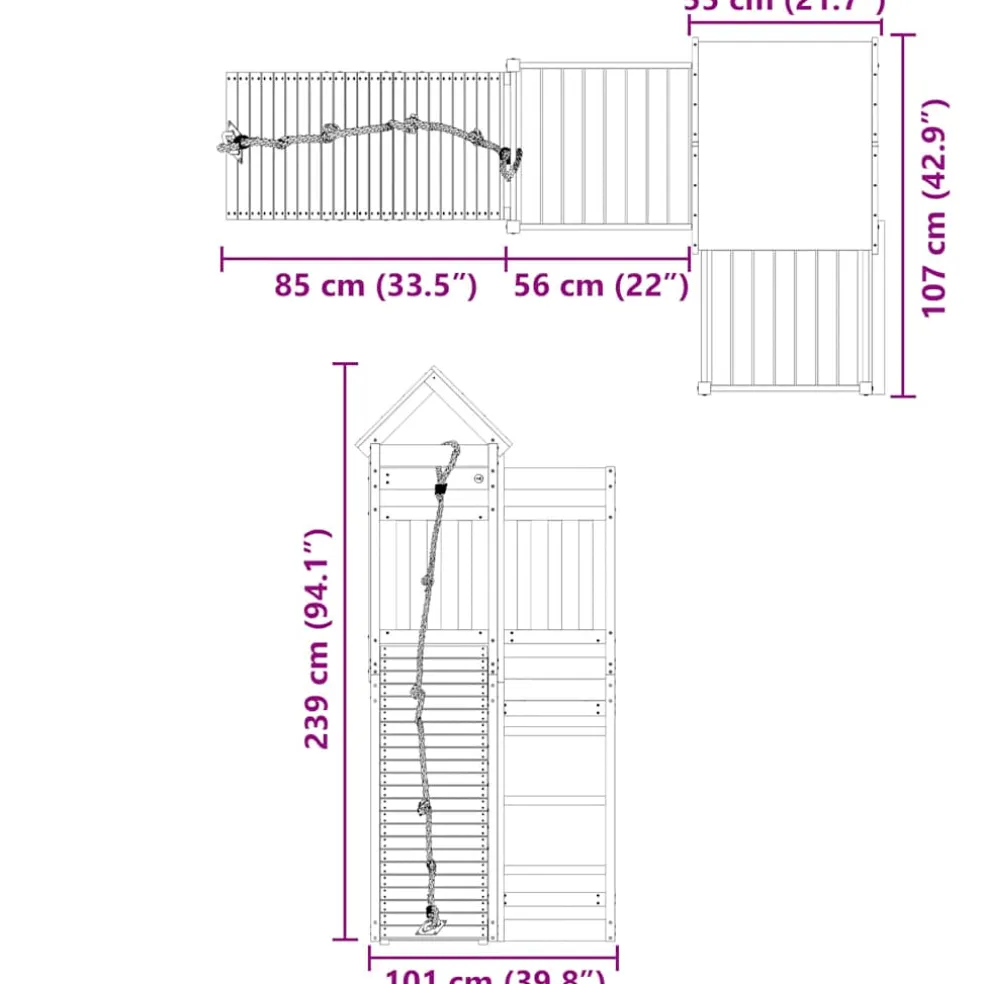 vidaXL Speelhuis massief grenenhout