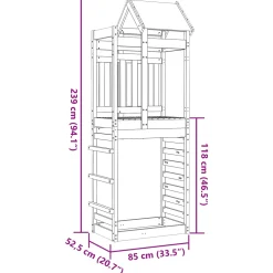 vidaXL Speeltoren Bruin 85 x 52,5 x 239 cm Massief geïmpregneerd hout