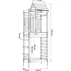 vidaXL Speeltoren Bruin 53 x 110,5 x 214 cm Massief Douglas hout