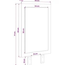vidaxl Spiegel FAUSKE Wit 43 x 3,5 x 77 cm Rechthoekig