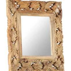 vidaXL Spiegel handgesneden 50x50 cm massief mangohout bruin