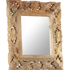 vidaXL Spiegel handgesneden 50x50 cm massief mangohout bruin