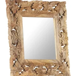 vidaXL Spiegel handgesneden 50x50 cm massief mangohout bruin