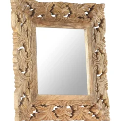 vidaXL Spiegel handgesneden 50x50 cm massief mangohout bruin