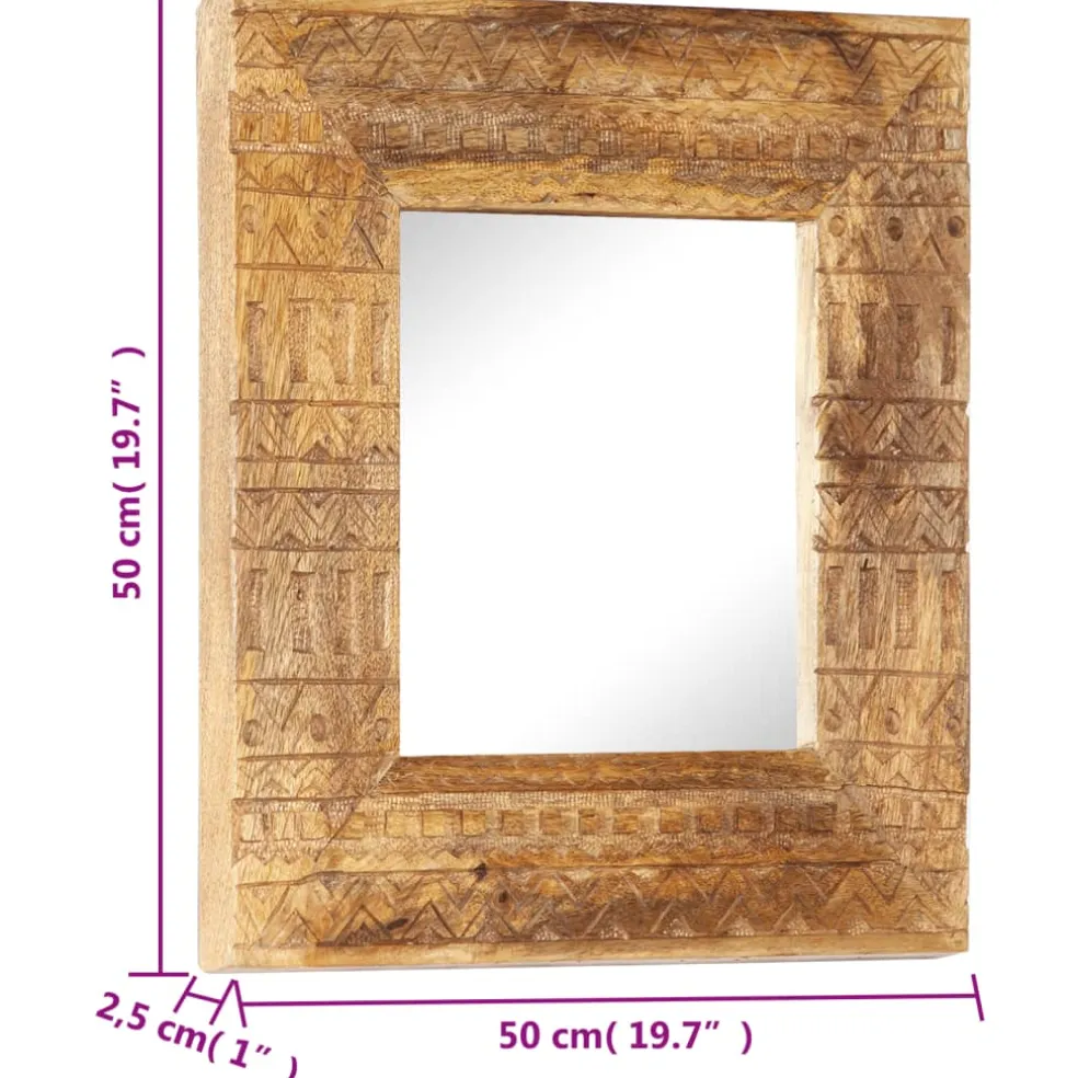 vidaXL Spiegel handgesneden 50x50x2,5 cm massief mangohout