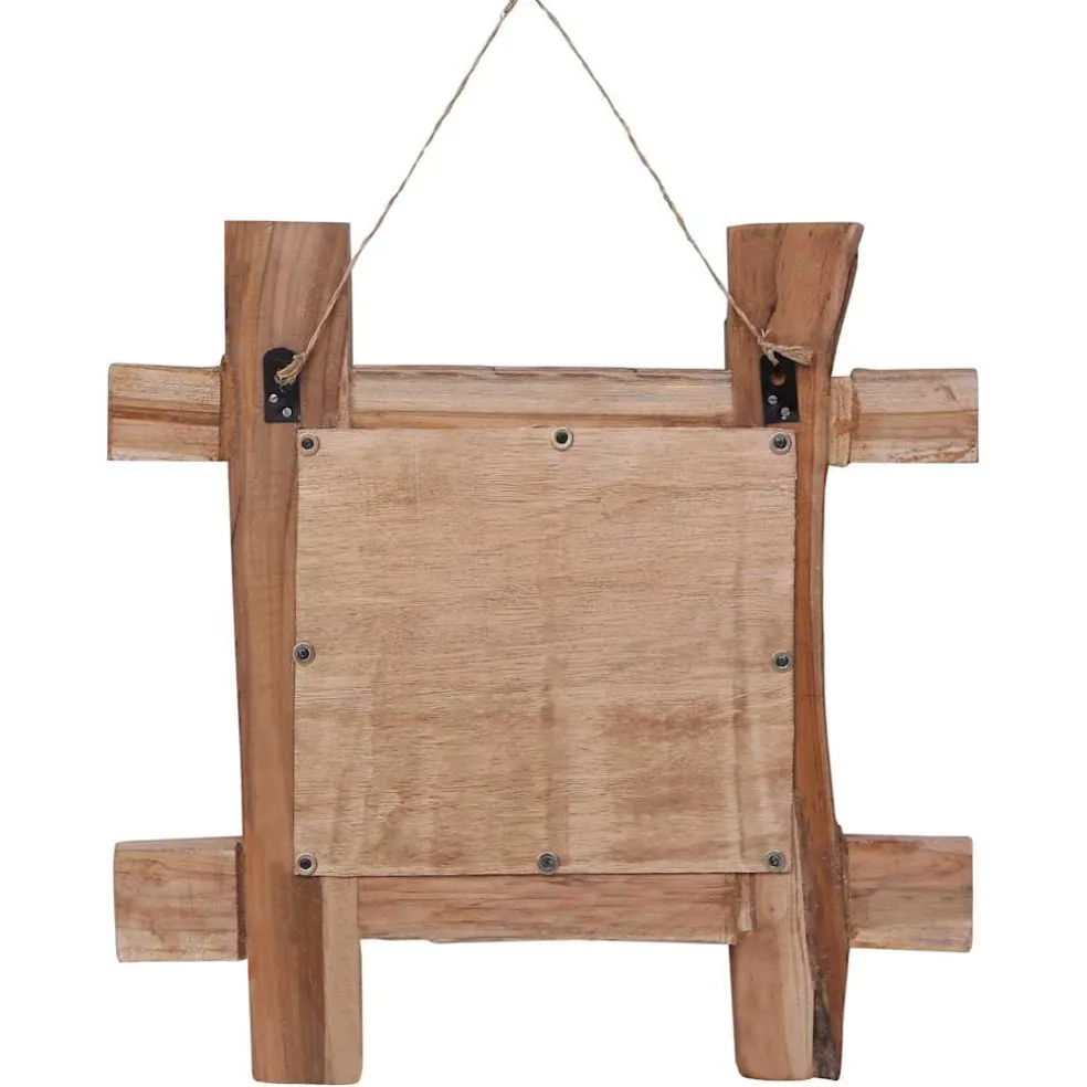 vidaXL Spiegel houtblokken 50x50 cm gerecycled teakhout naturel
