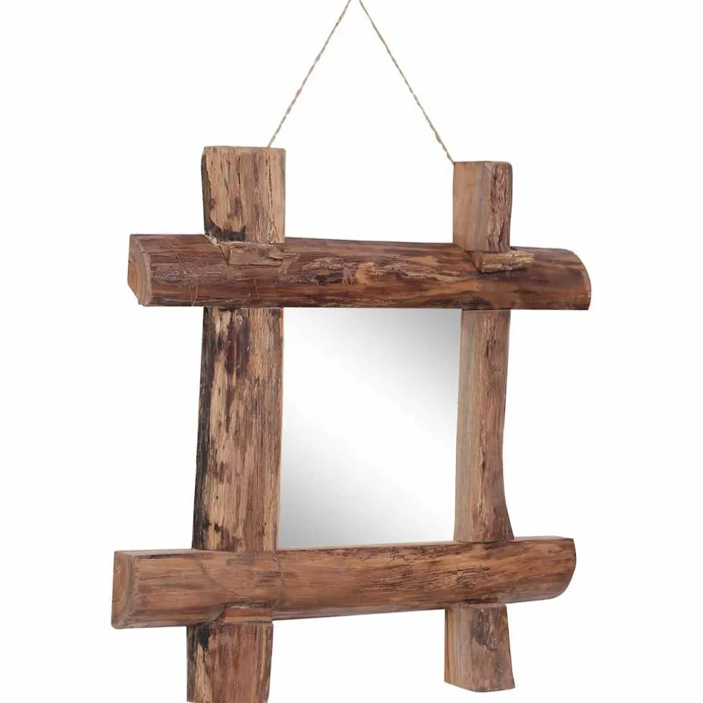 vidaXL Spiegel houtblokken 50x50 cm gerecycled teakhout naturel