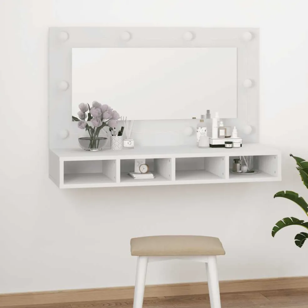 vidaXL Spiegelkast met LED-verlichting 90x31,5x62 cm wit
