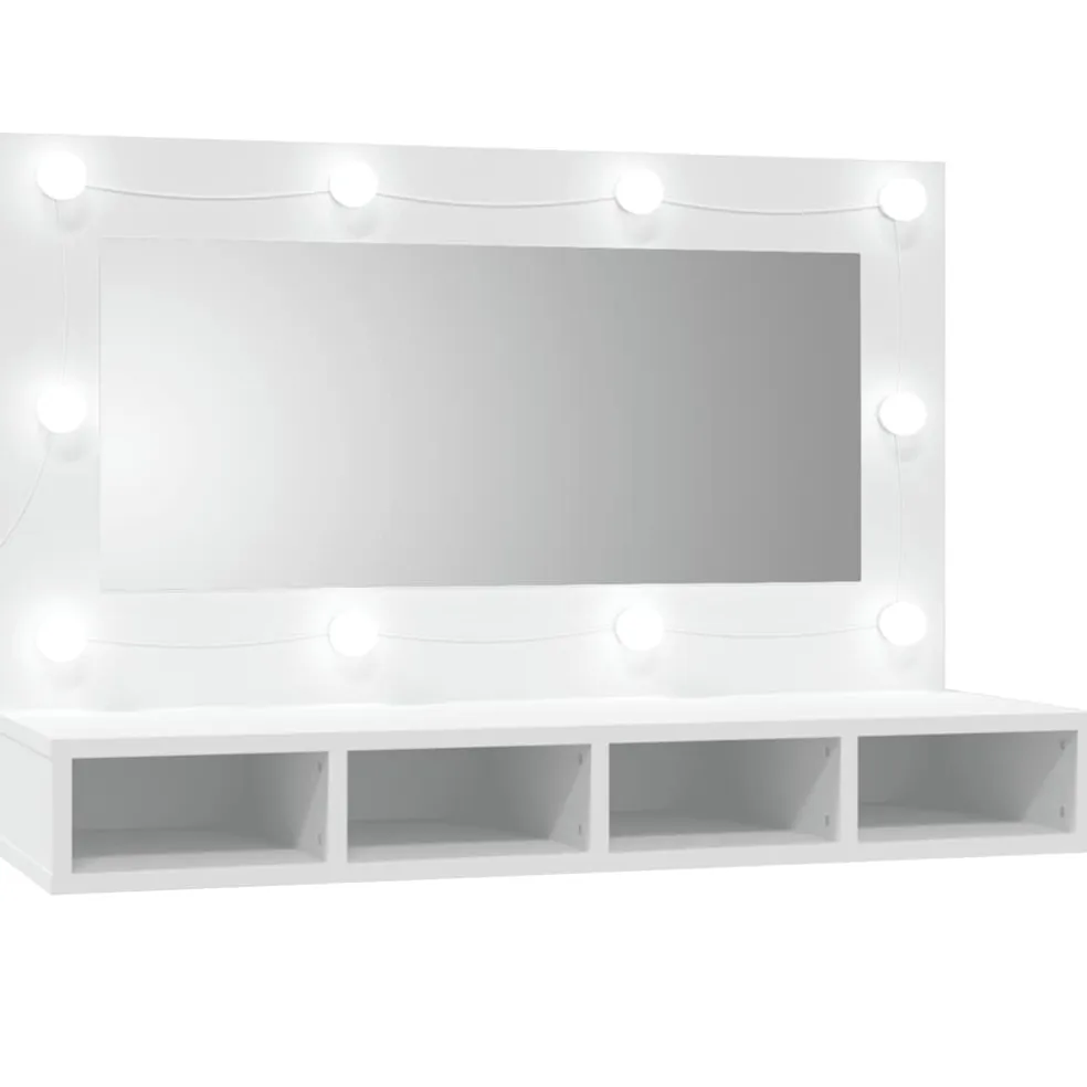 vidaXL Spiegelkast met LED-verlichting 90x31,5x62 cm wit