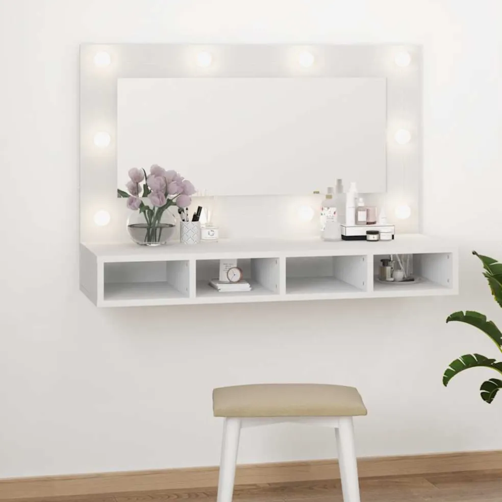 vidaXL Spiegelkast met LED-verlichting 90x31,5x62 cm wit