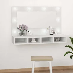 vidaXL Spiegelkast met LED-verlichting 90x31,5x62 cm wit