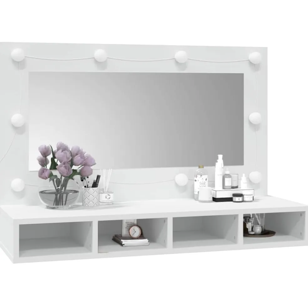 vidaXL Spiegelkast met LED-verlichting 90x31,5x62 cm wit