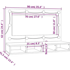 vidaXL Spiegelkast met LED-verlichting 90x31,5x62 cm gerookt eiken