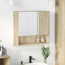 vidaXL Spiegelkast Sonoma Eiken 59 x 17 x 55 cm Bewerkt hout