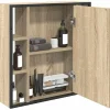 vidaXL Spiegelkast Sonoma Eiken 60 x 16 x 60 cm Bewerkt hout