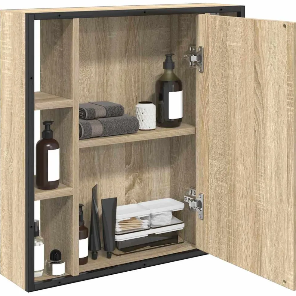 vidaXL Spiegelkast Sonoma Eiken 60 x 16 x 60 cm Bewerkt hout