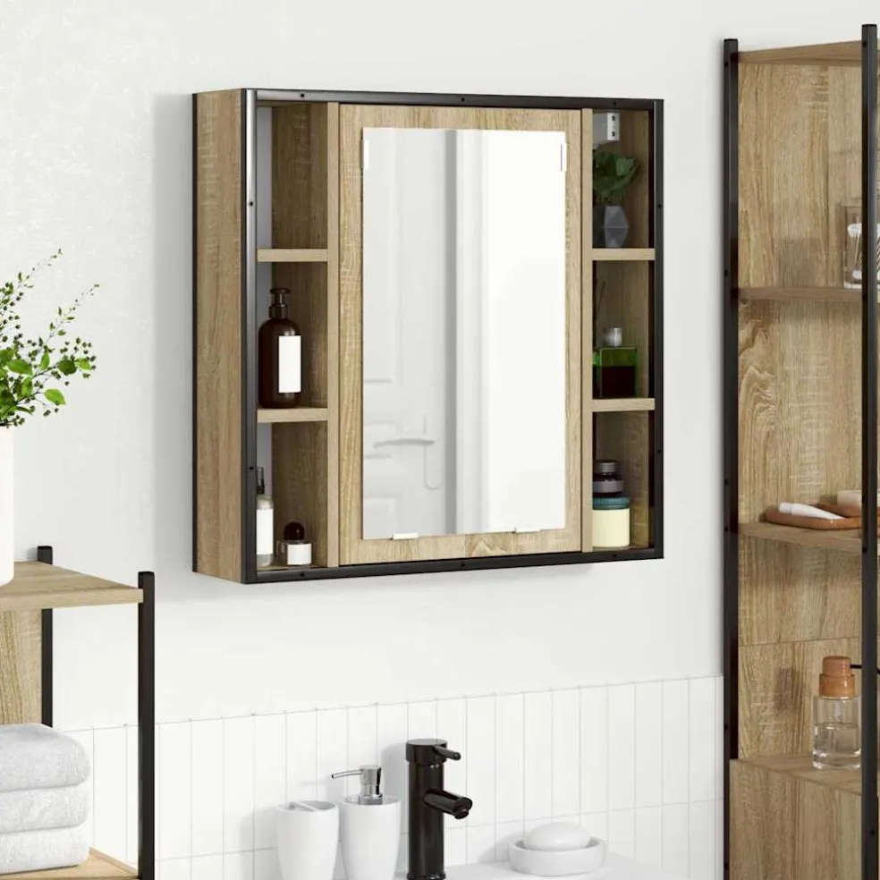 vidaXL Spiegelkast Sonoma Eiken 60 x 16 x 60 cm Bewerkt hout