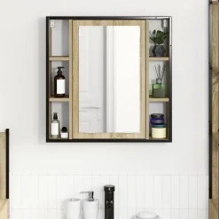 vidaXL Spiegelkast Sonoma Eiken 60 x 16 x 60 cm Bewerkt hout