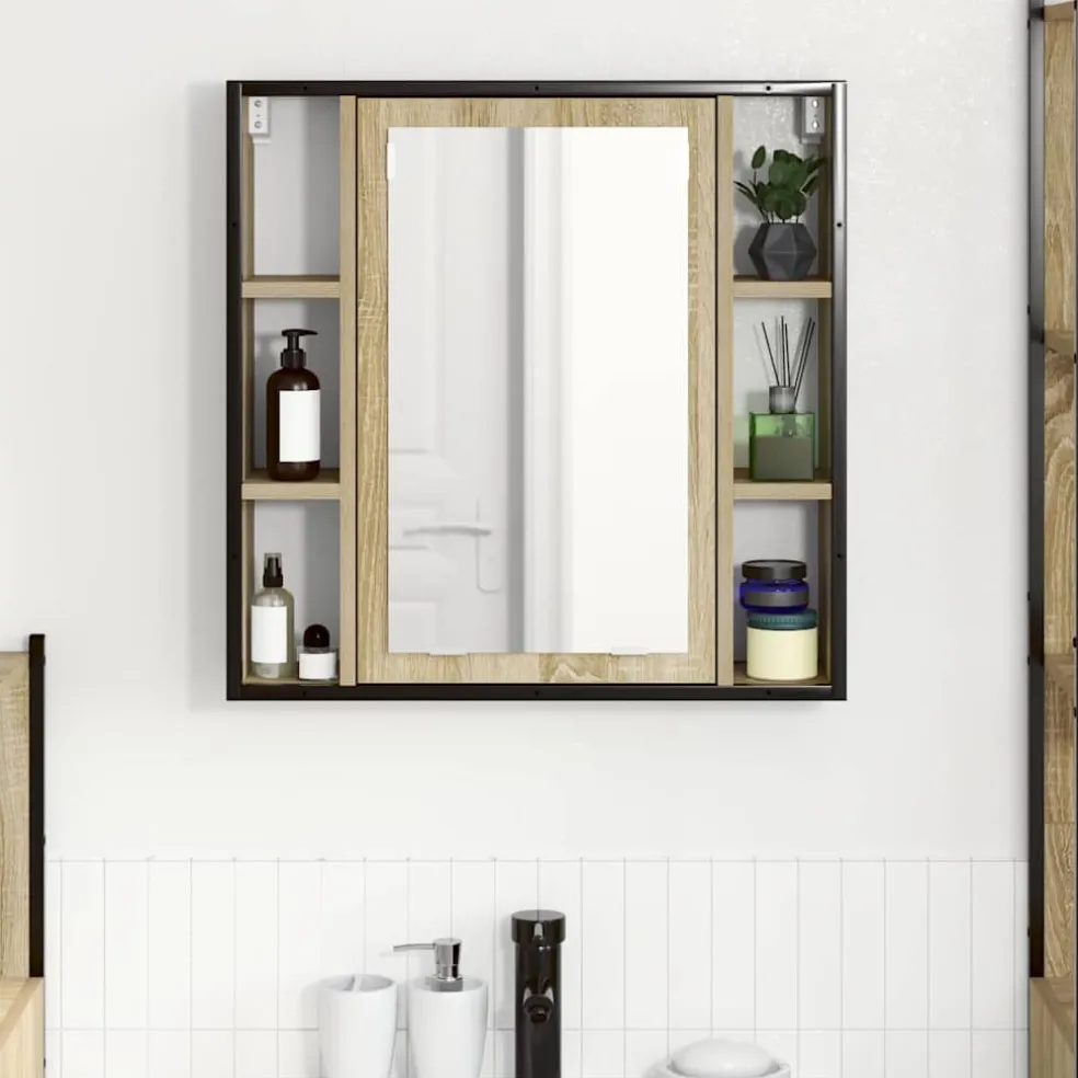 vidaXL Spiegelkast Sonoma Eiken 60 x 16 x 60 cm Bewerkt hout