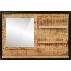 vidaXL Spiegel met schappen 80x8x55 cm glas en massief mangohout