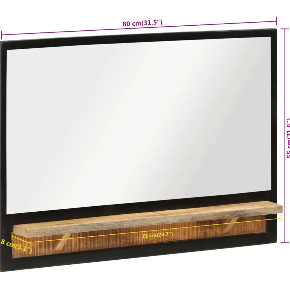 vidaXL Spiegel met schap 80x8x55 cm glas en massief mangohout