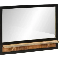 vidaXL Spiegel met schap 80x8x55 cm glas en massief mangohout