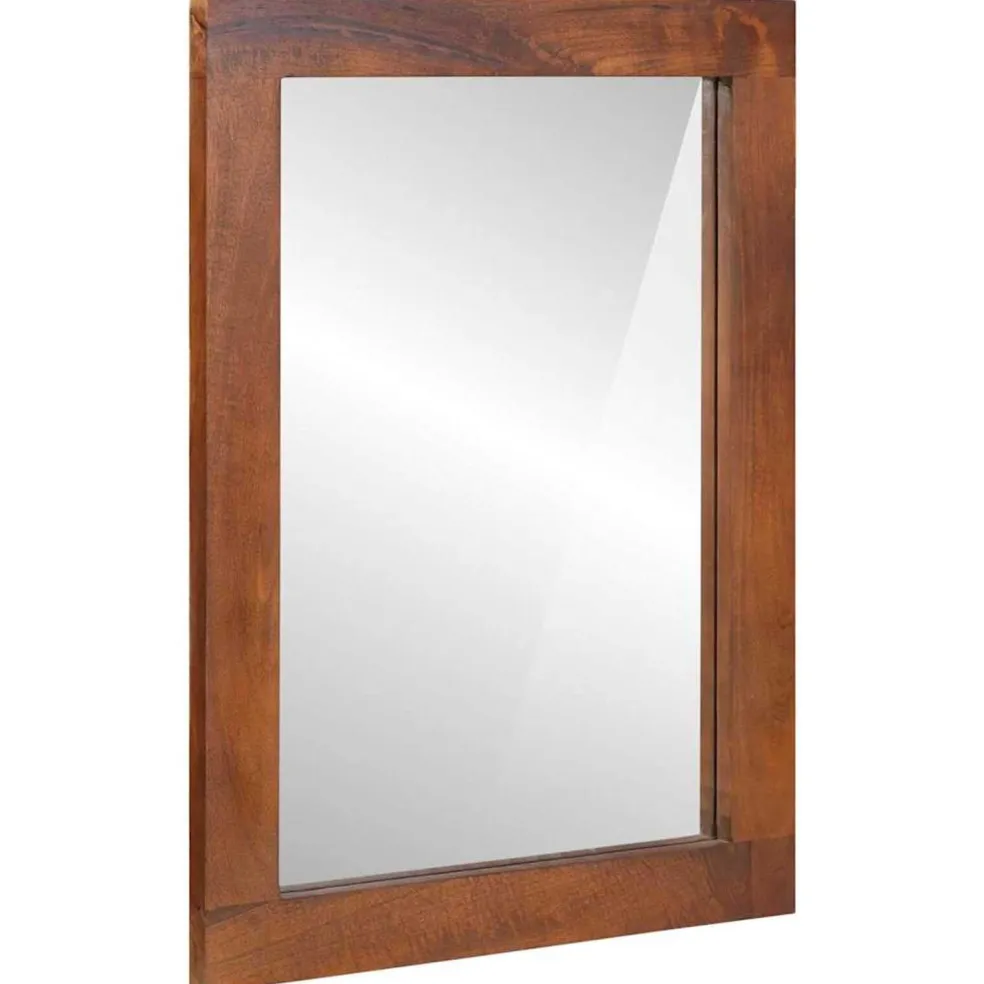 vidaXL Spiegel Rechthoekig Bruin en Zilver 50 x 2,5 x 70 cm