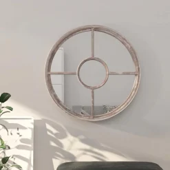 vidaXL Spiegel rond 40x4 cm ijzer zandkleurig