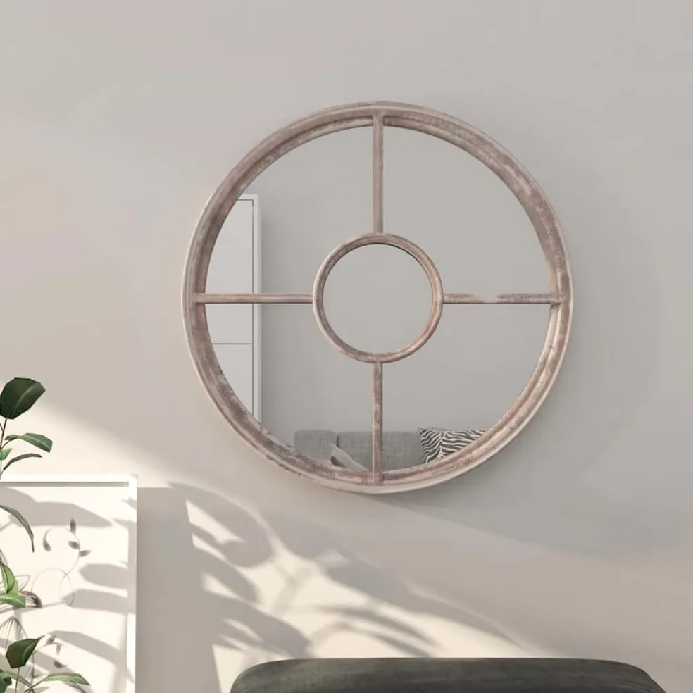 vidaXL Spiegel rond 40x4 cm ijzer zandkleurig