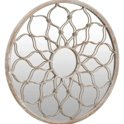 vidaXL Spiegel rond 40x3 cm ijzer zandkleurig