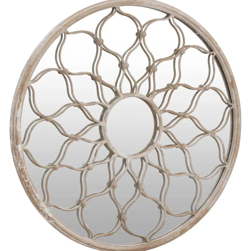 vidaXL Spiegel rond 40x3 cm ijzer zandkleurig