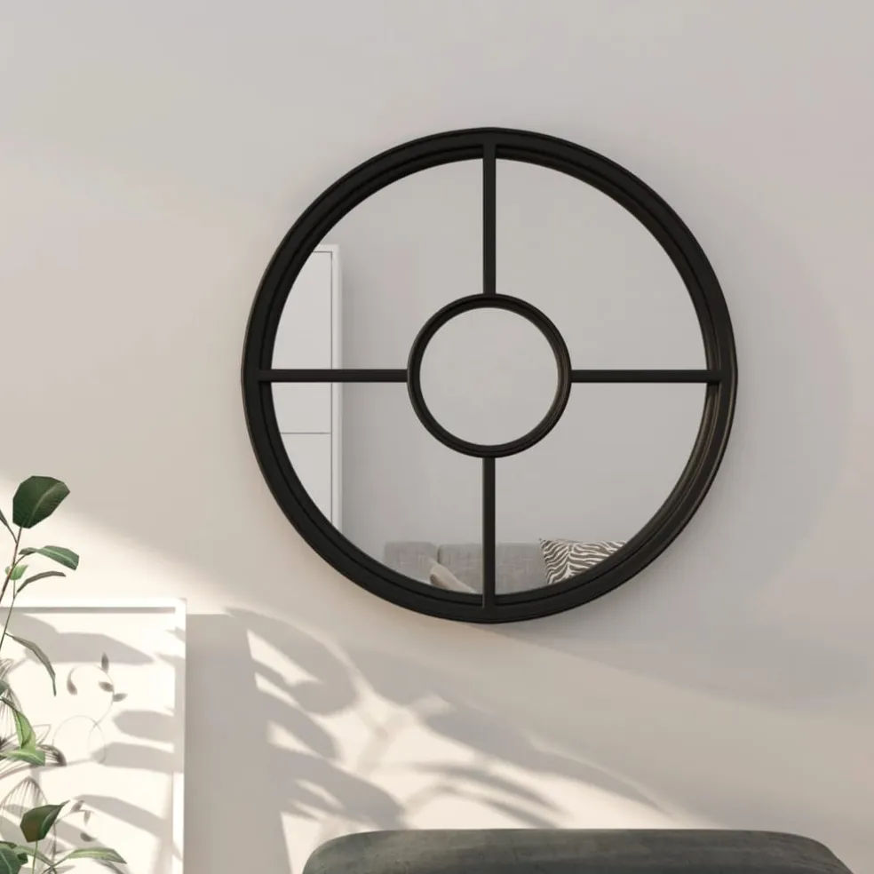 vidaXL Spiegel rond 40x4 cm ijzer zwart