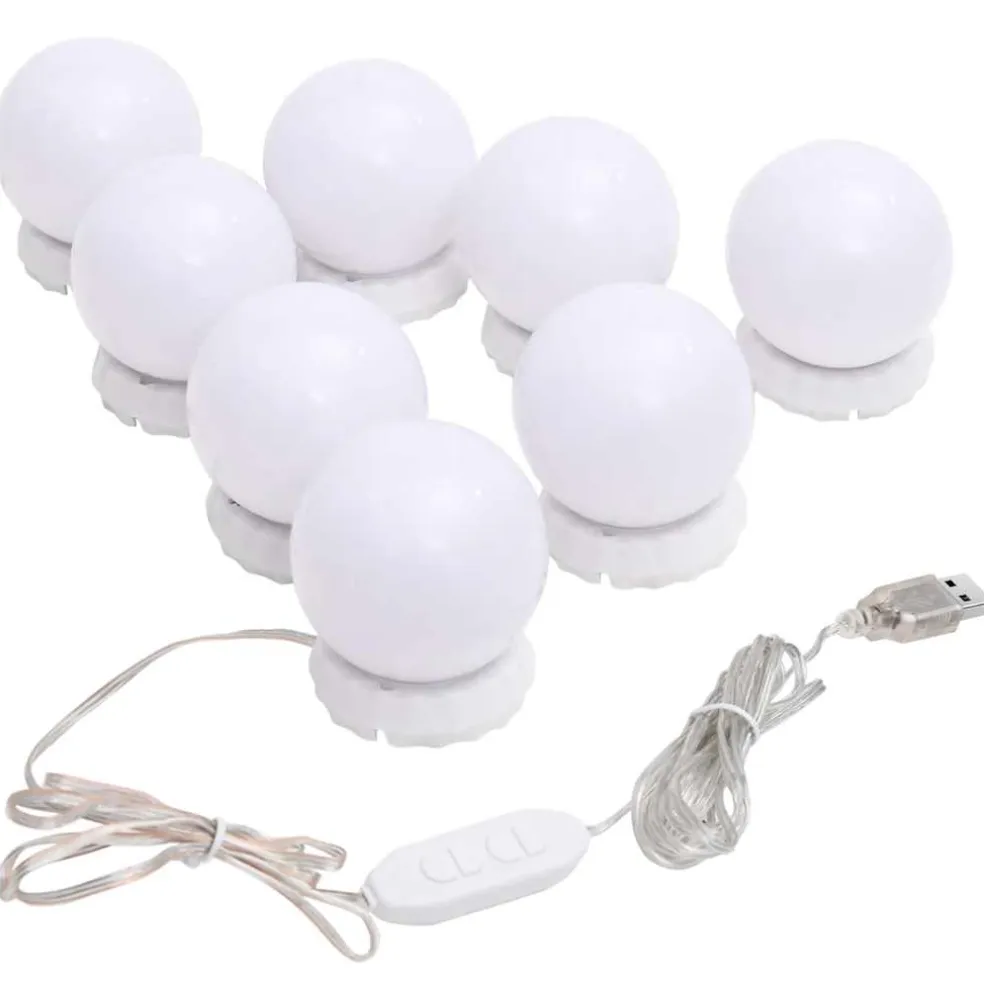 vidaXL Spiegelverlichting met 8 LED-lampen warmwit en koudwit