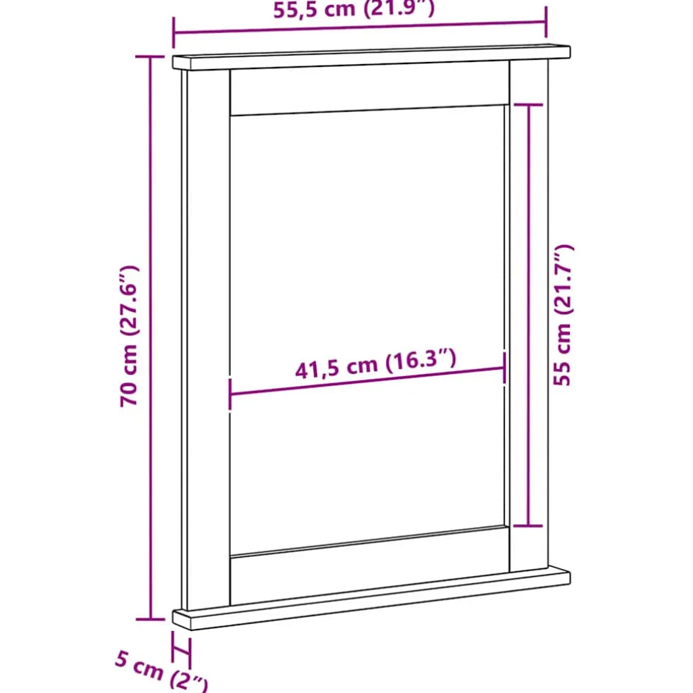 vidaXL Spiegel VIGO Antiek wit 55,5 x 5 x 70 cm Massief grenenhout